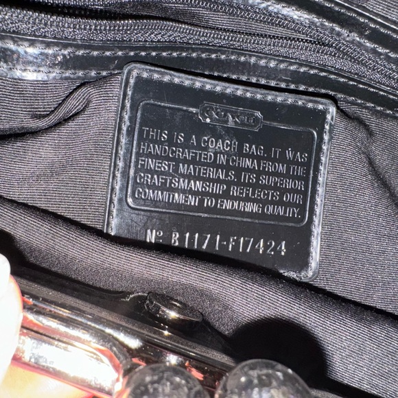 Coach Handbag; black and grey; Kiss lock; Great Buy; GOOD USED CONDITION! - Picture 9 of 14